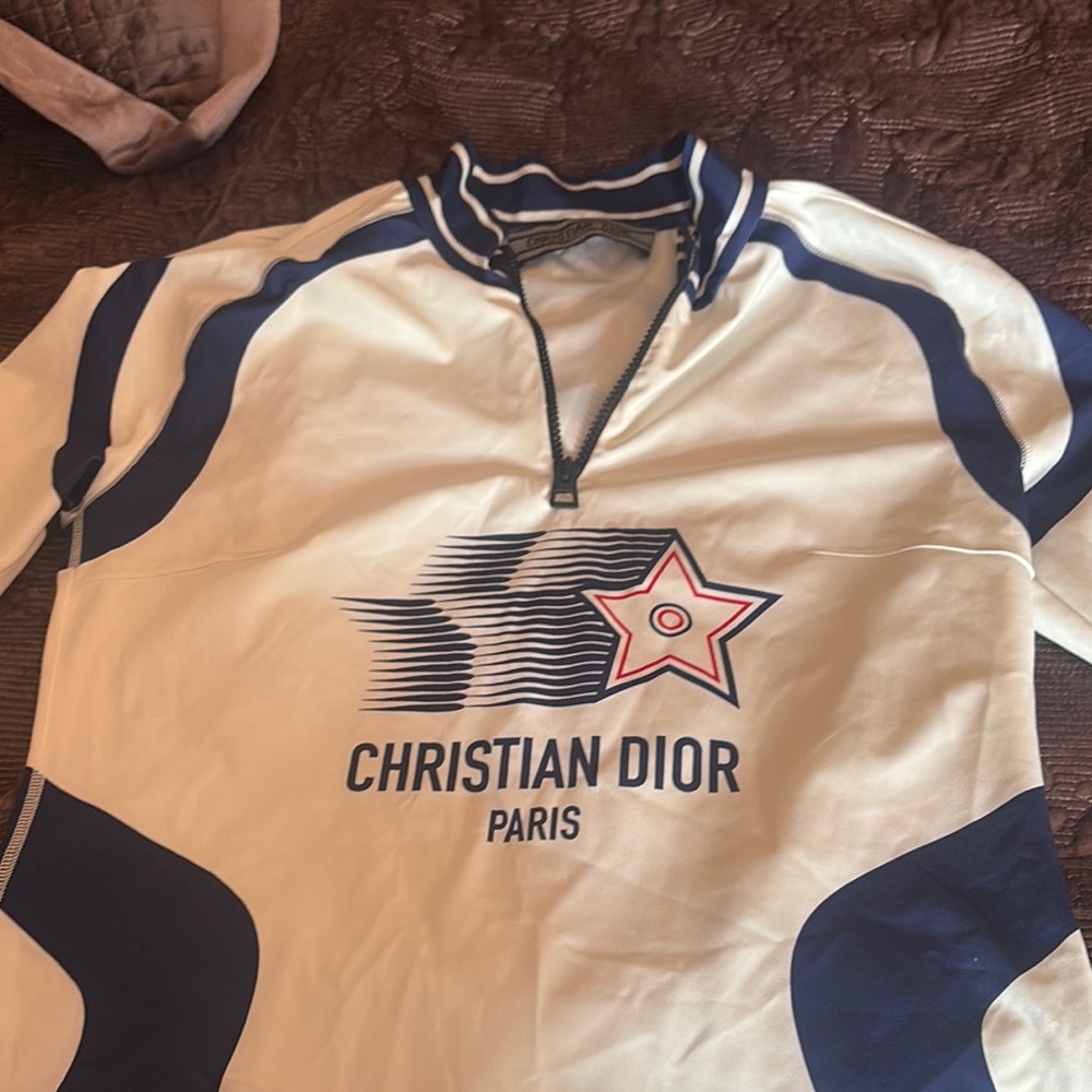 Dior Blue and White Bodysuit with Elegant Design